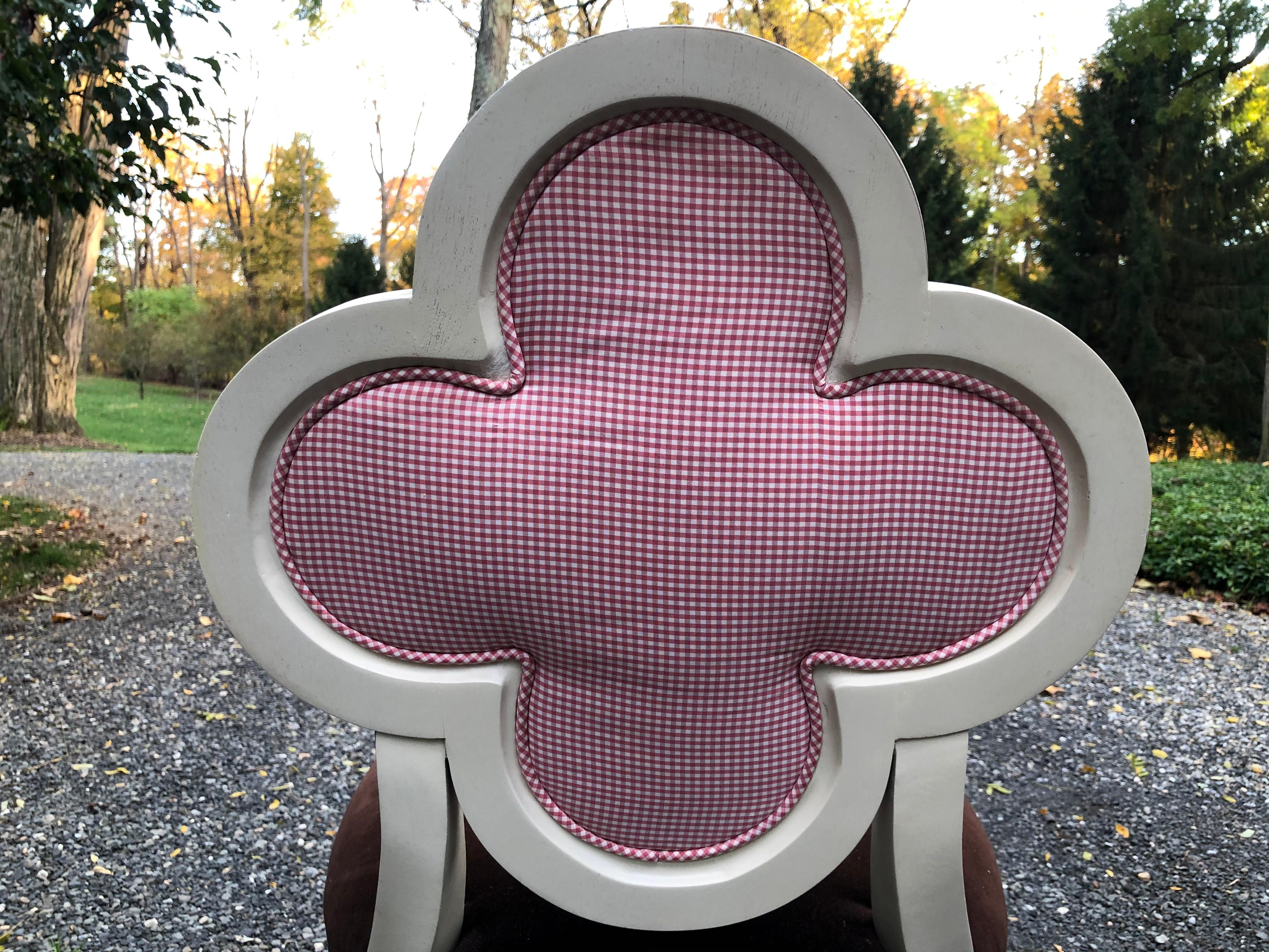 Pair of Glamorous Quatrefoil Shaped Velvet Side Chairs 1