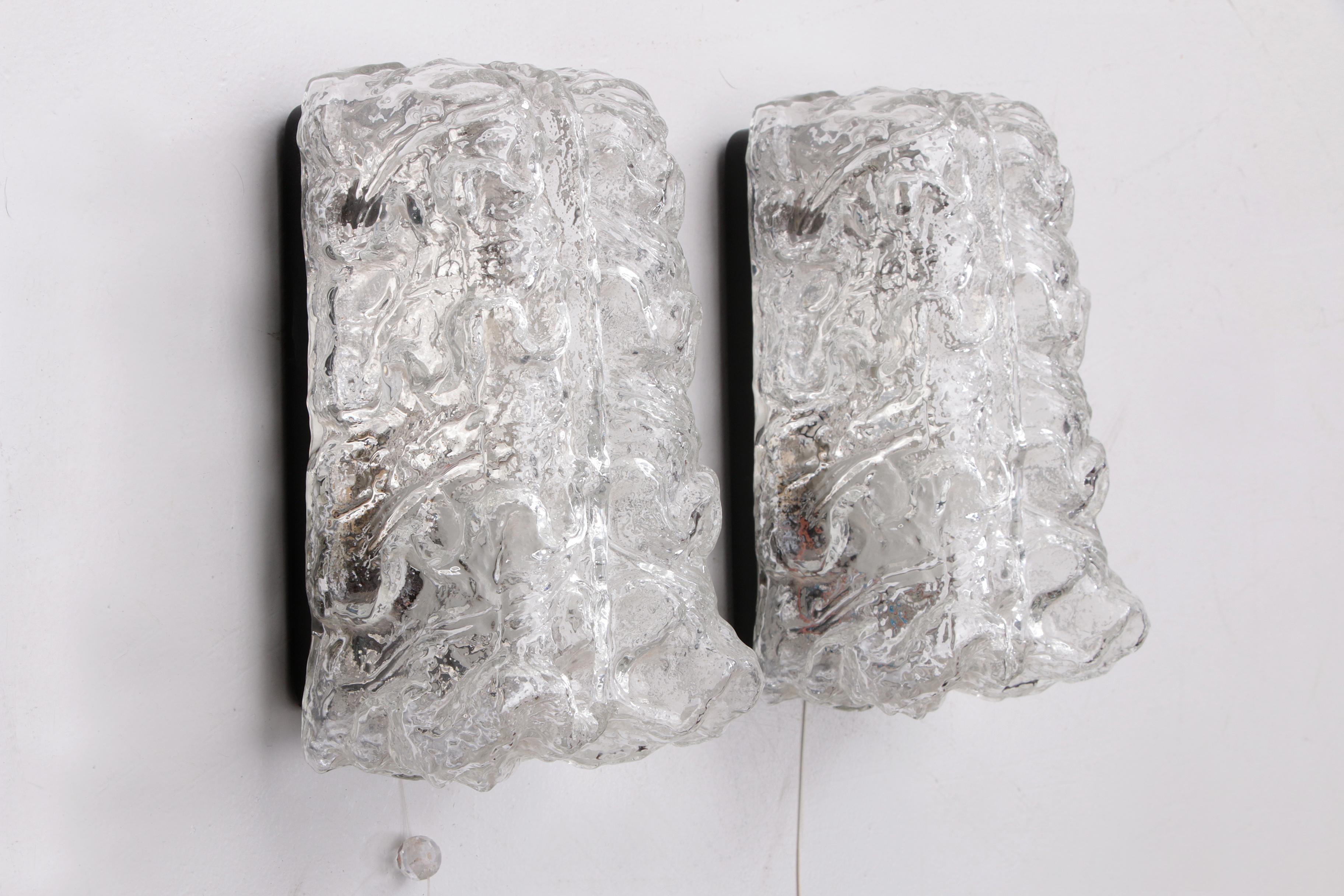 Pair of Glashutte Limburg Wall Lamps Made of Glass, 1960, Germany For Sale 3
