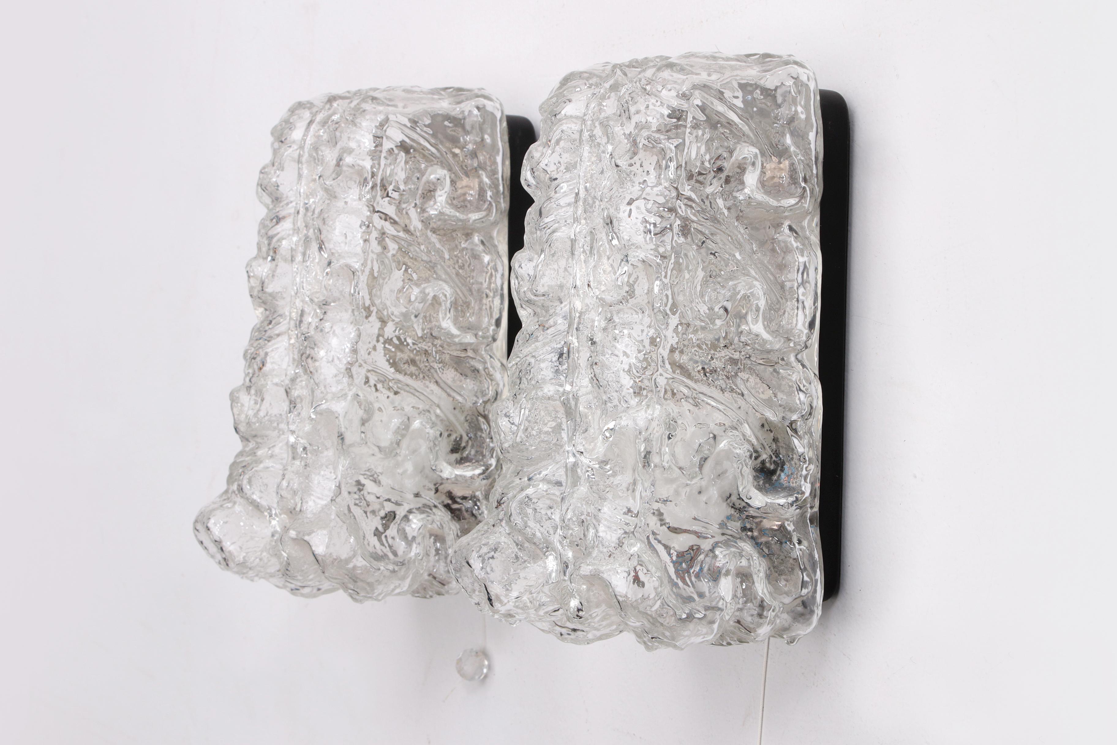 Pair of Glashutte Limburg Wall Lamps Made of Glass, 1960, Germany For Sale 4