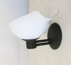 Pair of Glass and Black Metal Frame Sconces, 1980s