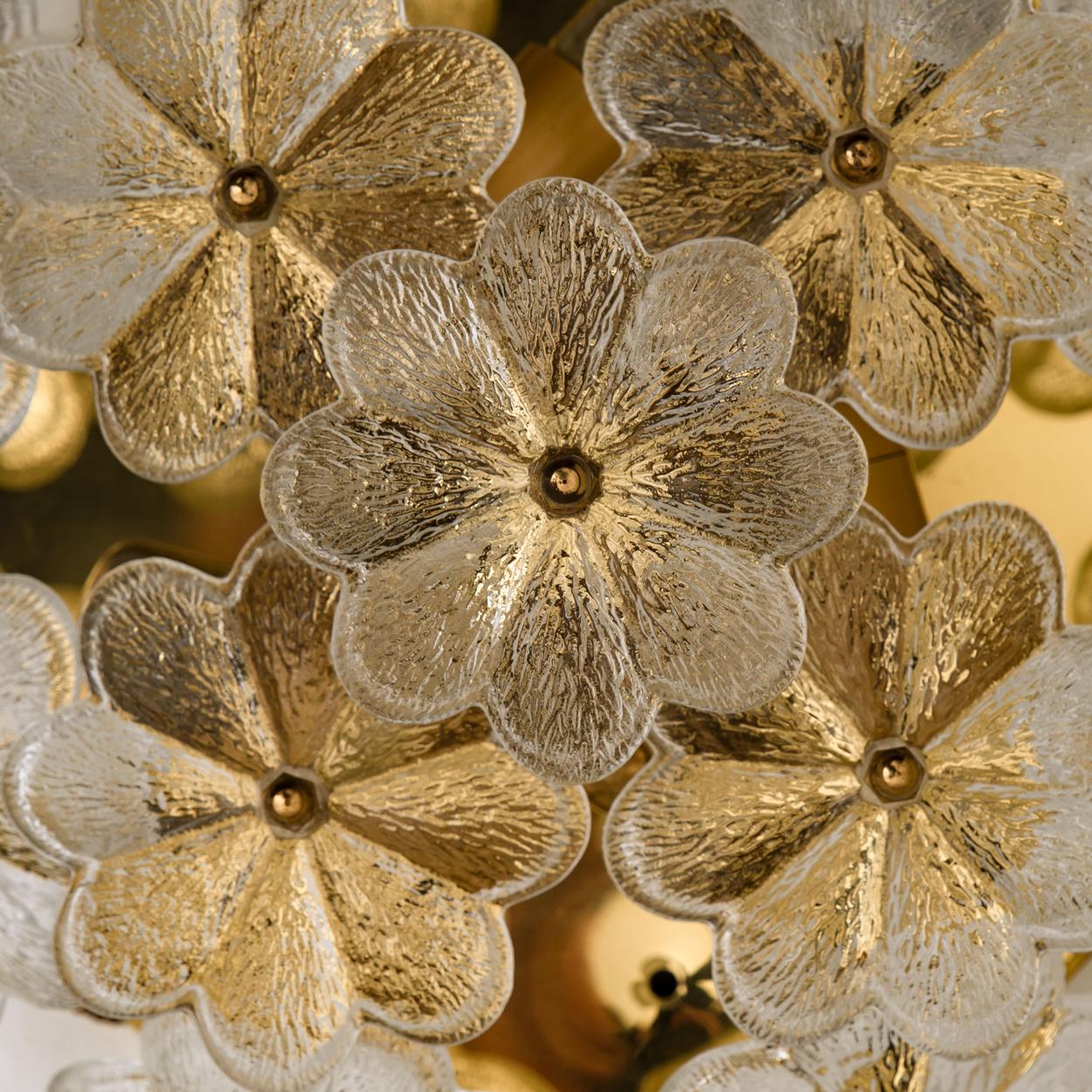 Pair of Glass and Brass Floral Wall Lights from Ernst Palme, 1970s 5