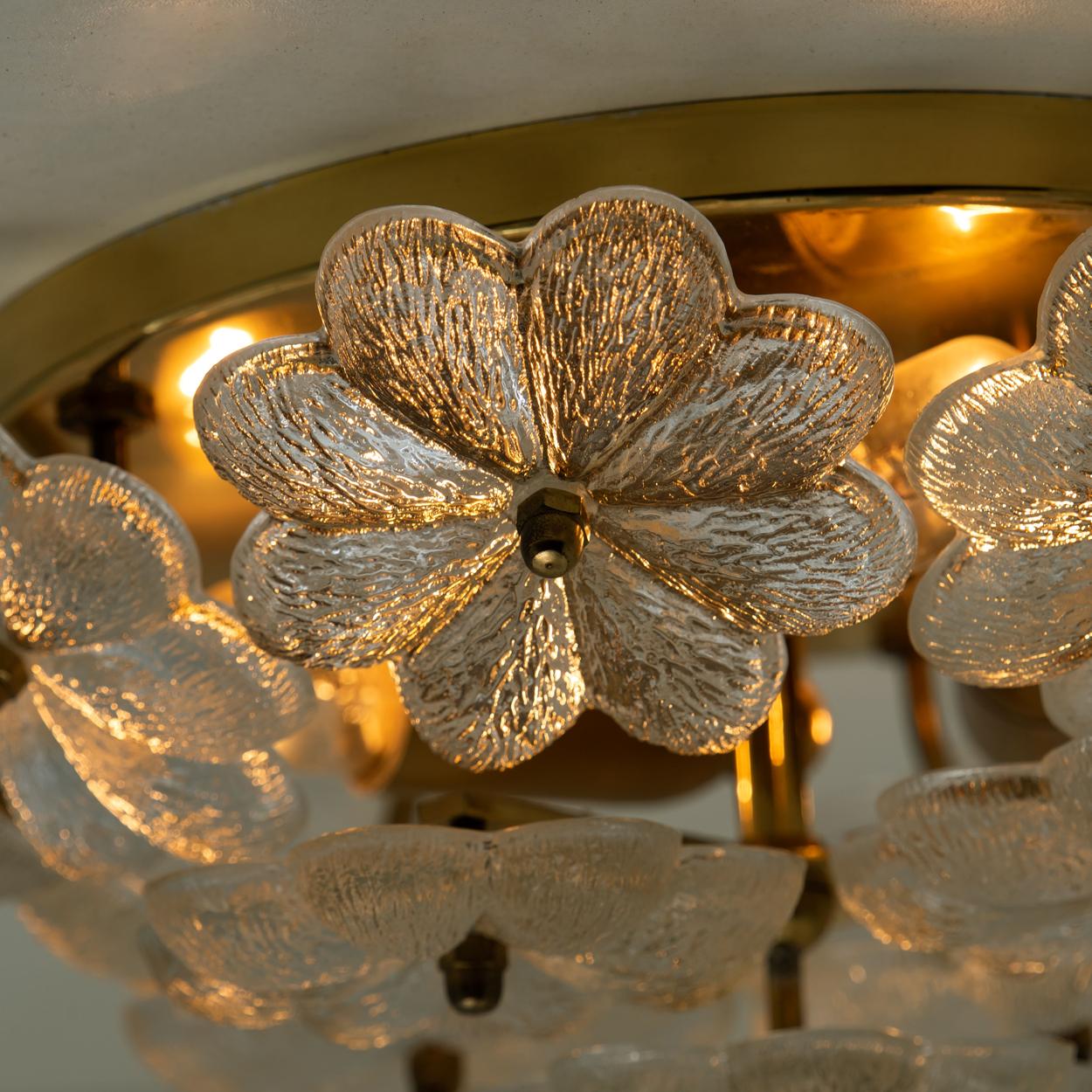 Pair of Glass and Brass Floral Wall Lights from Ernst Palme, 1970s 6