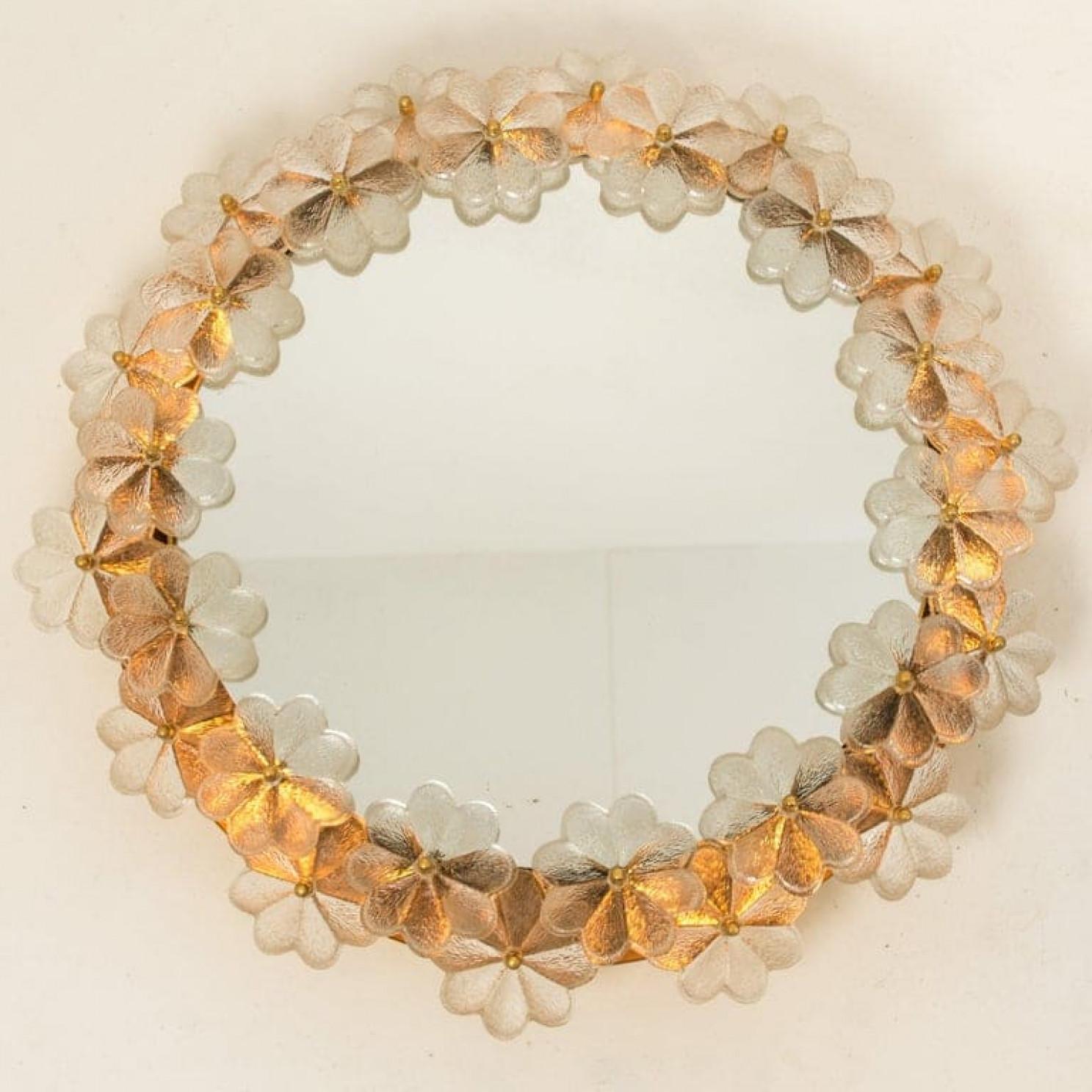 Coppia di applique floreali in vetro e ottone di Ernst Palme, anni '70 in vendita 11