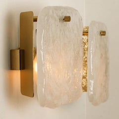 Pair of Glass and Brass Light Fixtures Designed by J.T Kalmar, Austria, 1960s