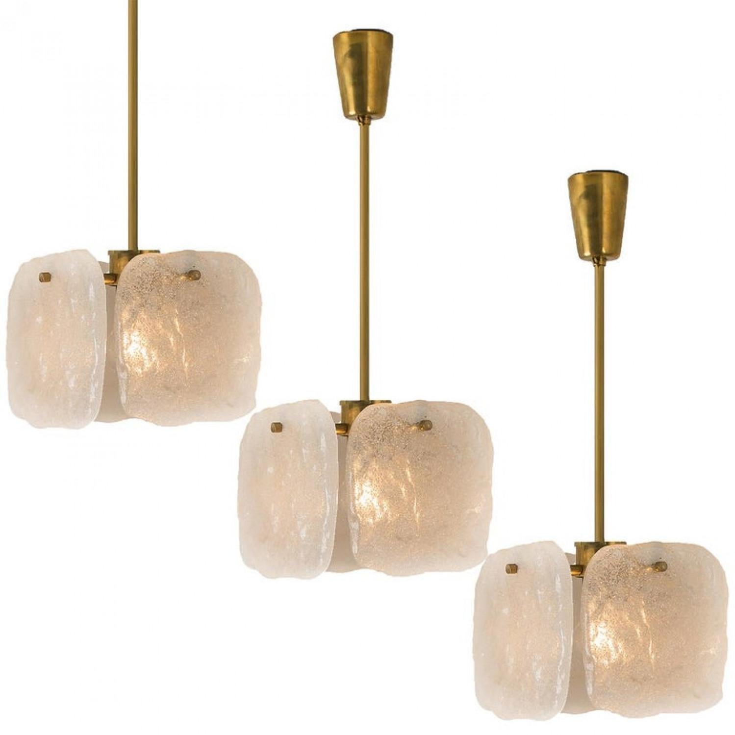 Pair of Glass and Brass Light Fixtures Designed by J.T Kalmar, Austria, 1960s For Sale 2