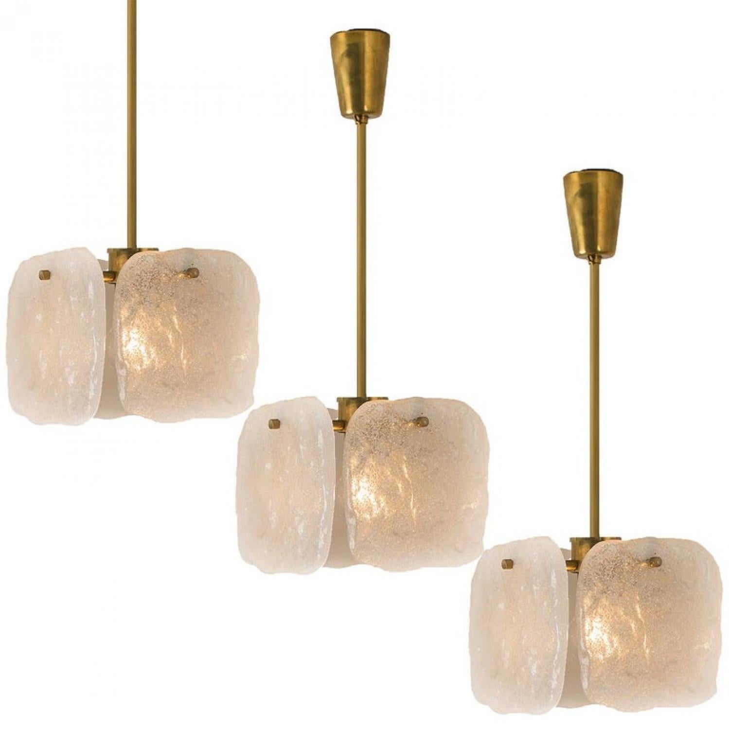 Paire de luminaires en verre et laiton conçus par J.T Kalmar, Autriche, années 1960 en vente 1
