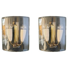 Pair of Glass and Brass Sconces