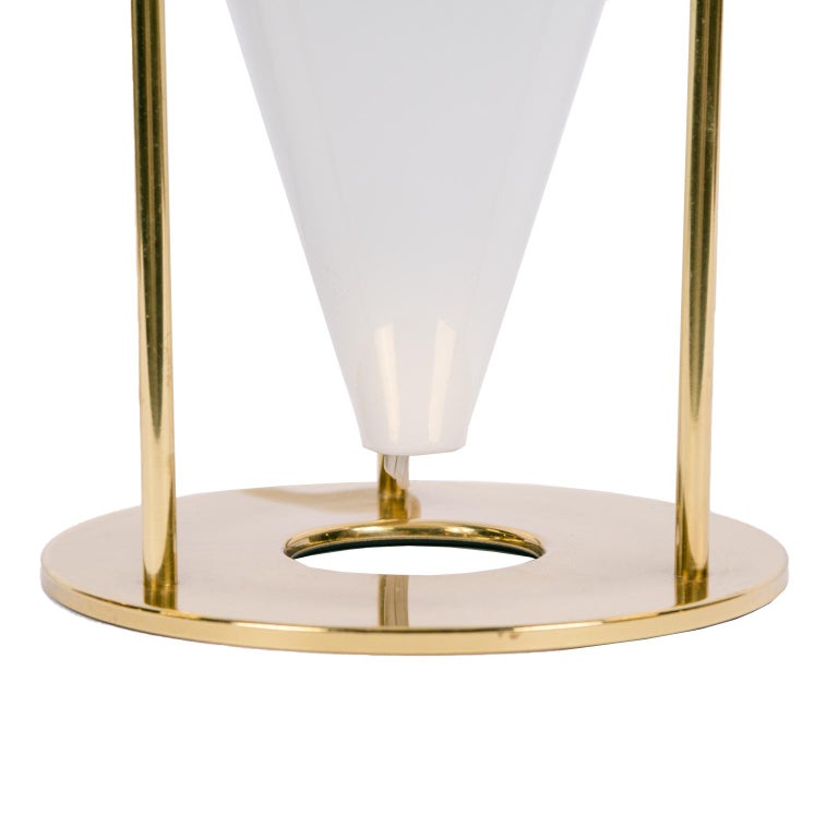Lacquered Pair of Glass and Brass Table Lamps by Cinquanta For Sale