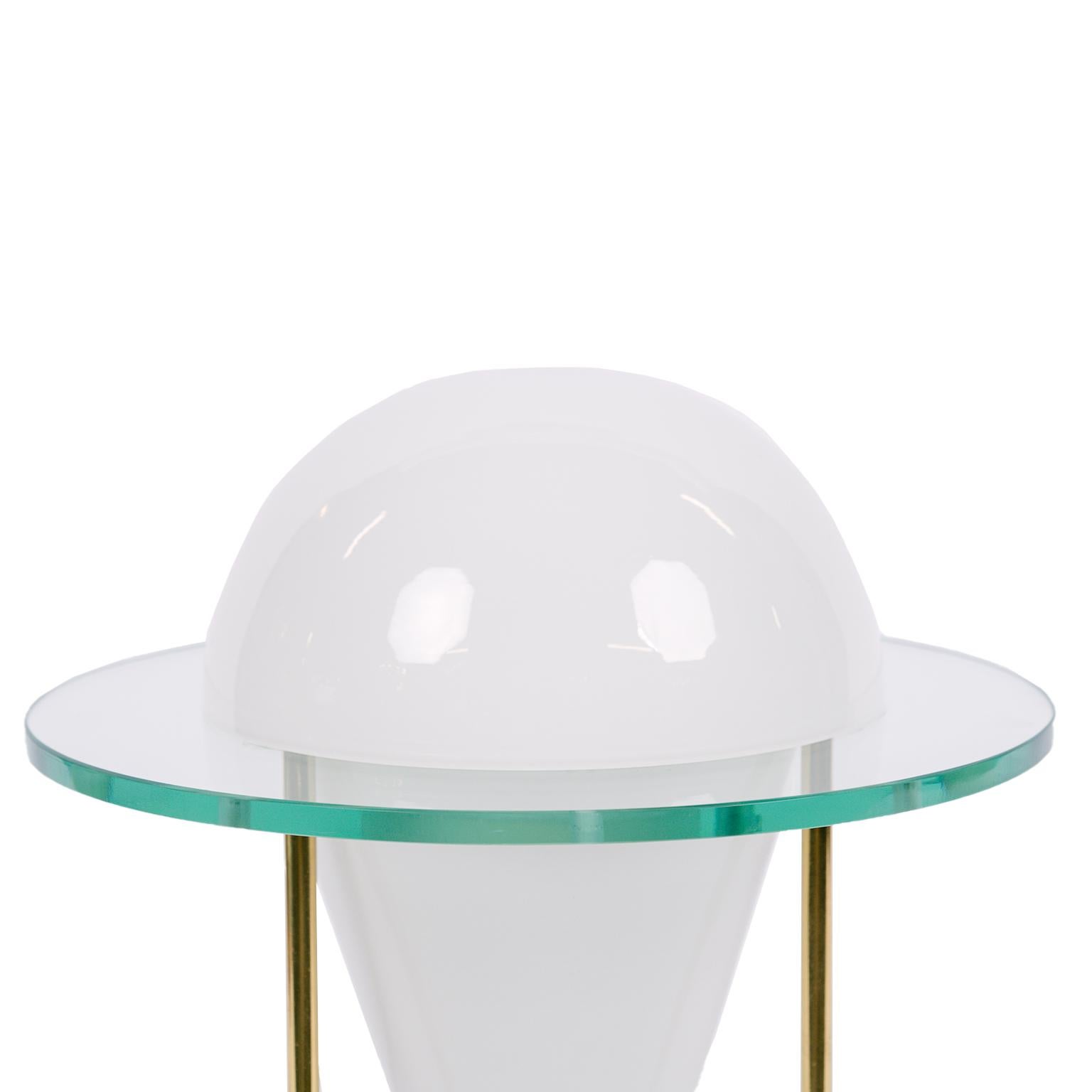 Pair of Glass and Brass Table Lamps by Cinquanta In Good Condition In Toronto, ON