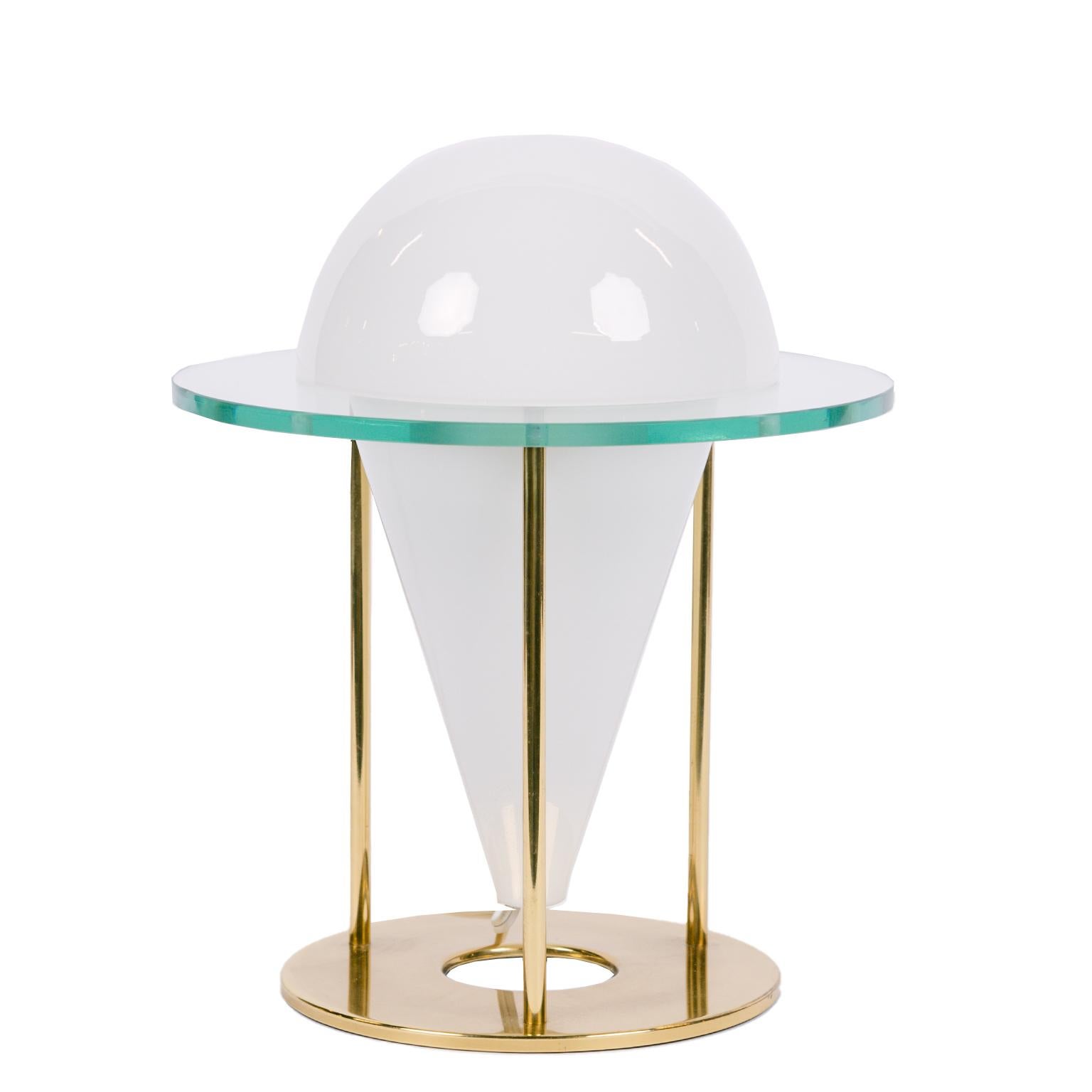 Late 20th Century Pair of Glass and Brass Table Lamps by Cinquanta