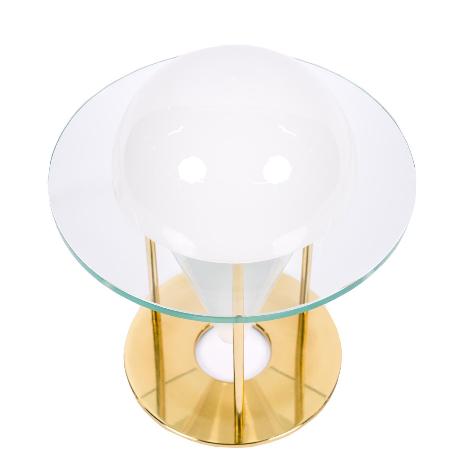 Pair of Glass and Brass Table Lamps by Cinquanta 1