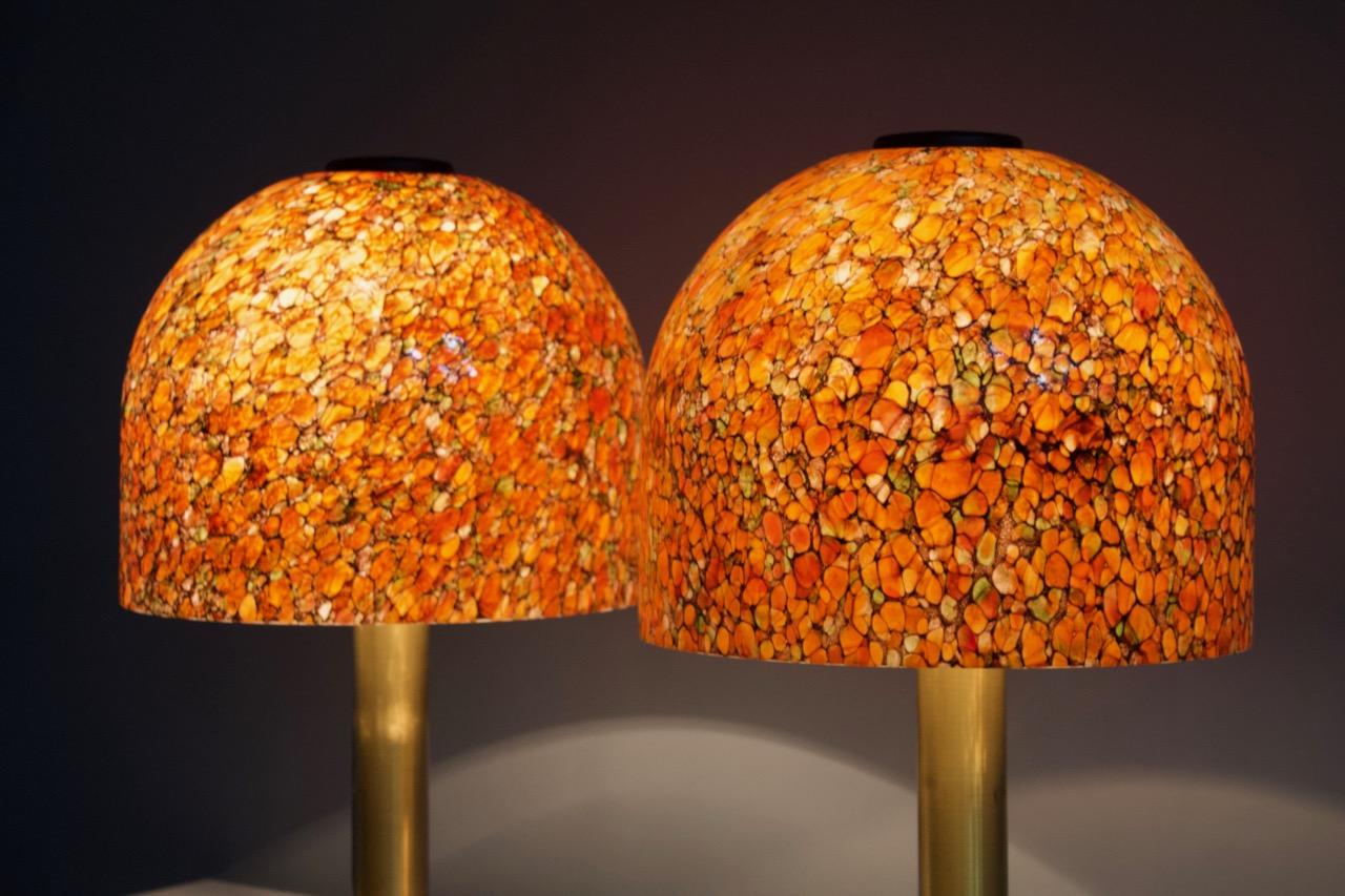 Pair of Glass and Brass Table Lamps by Peil & Putzler Germany 1970s 3