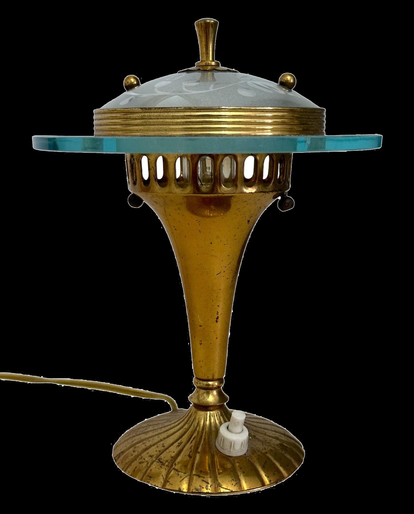 Paire de lampes de bureau en verre et laiton de Pietro Chiesa pour Fontana Arte en vente 1