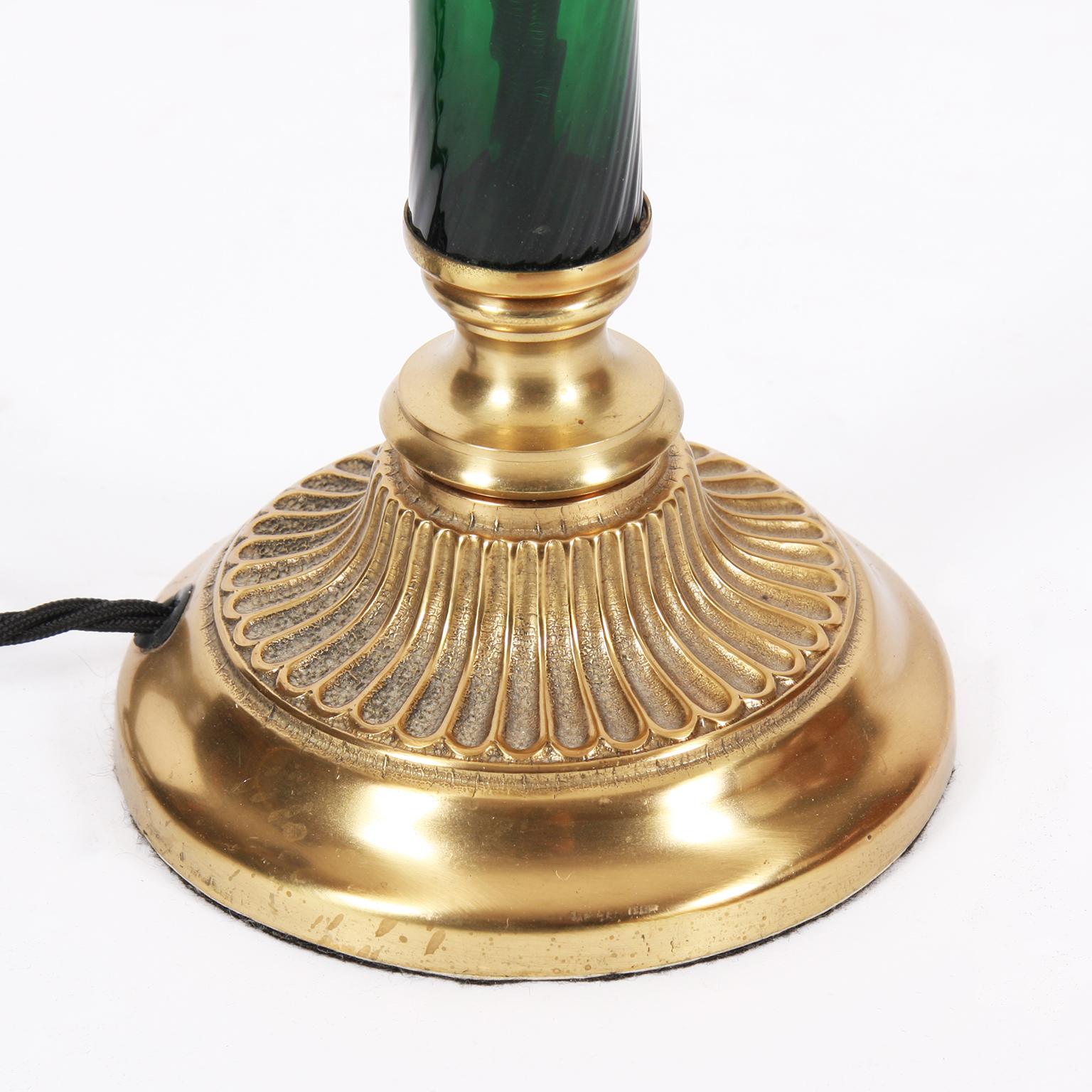 Late 20th Century Pair of Glass and Brass Table Lamps