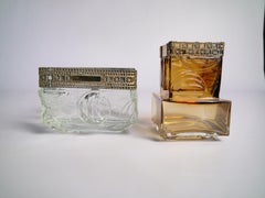 Pareja de jarrones de cristal y latón de Pentti Sarpaneva, Finlandia, años 60