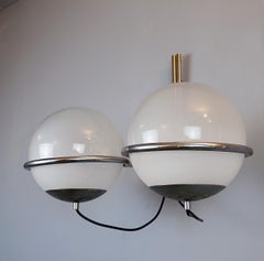 Pair of Glass and Chrome Italian Sconces