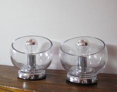 Pair of Glass and Chrome Sconces