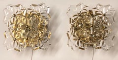 Paire d'appliques murales en verre et laiton doré par Kinkeldey, vers 1960