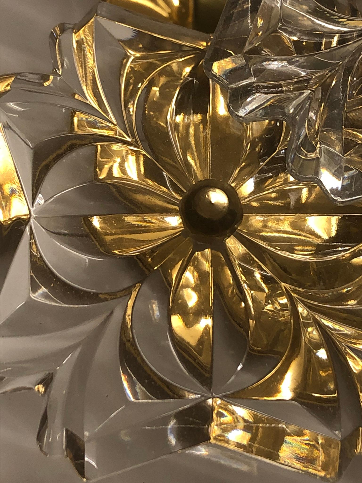 Pair of Glass and Gilt Brass Wall Sconces by Kinkeldey, circa 1960s Excellent état - En vente à Wiesbaden, Hessen