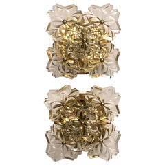 Pair of Glass and Gilt Brass Wall Sconces by Kinkeldey, circa 1960s