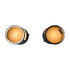 Pair of Glass and Metal Wall Lights by Veca, 1960s, Italy