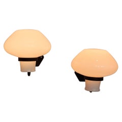 Pair of Glass and Metal Wall Sconces by Gunnar Asplund for ASEA, Sweden, 1960s