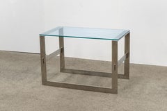 Pair of Glass and Polished Nickel Console End Tables
