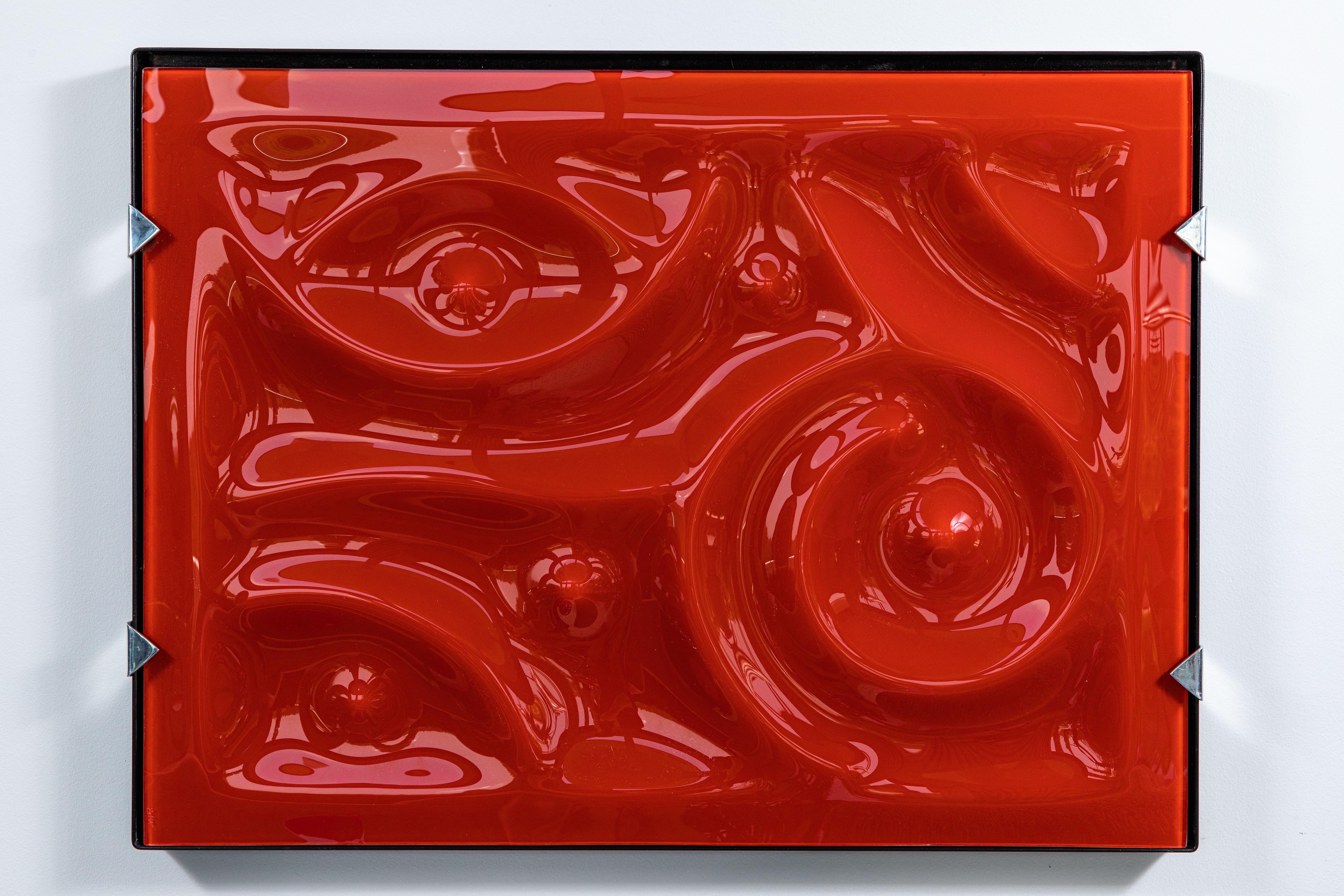 American Pair of Glass and Resin Abstract Artworks by Zika For Sale