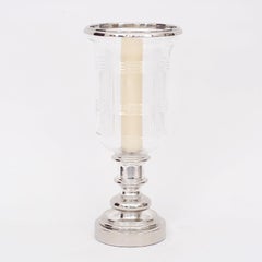 Pair of Glass and Silvered Metal Hurricanes by Ralph Lauren