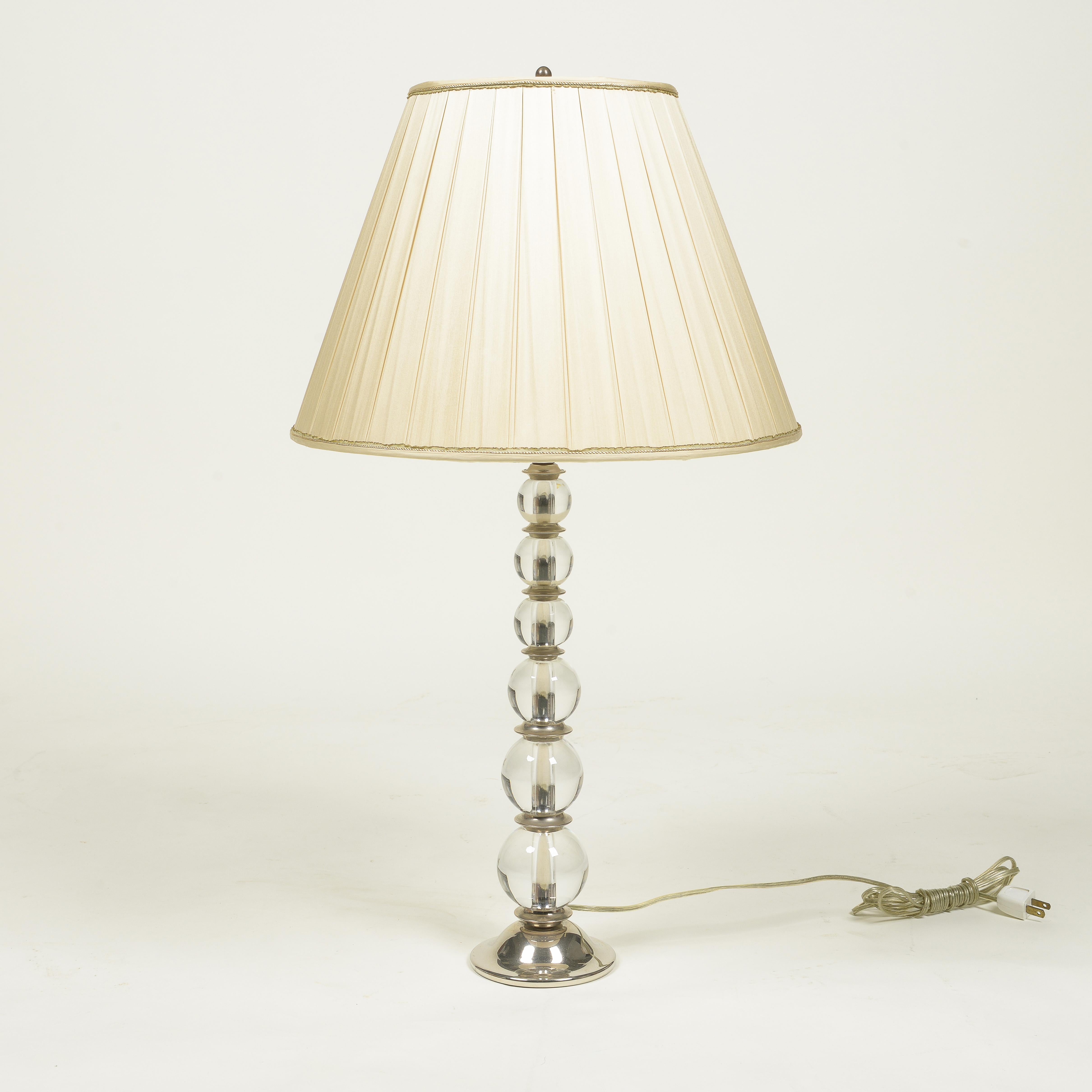 Modern Pair of Glass and Silvered Table Lamps For Sale
