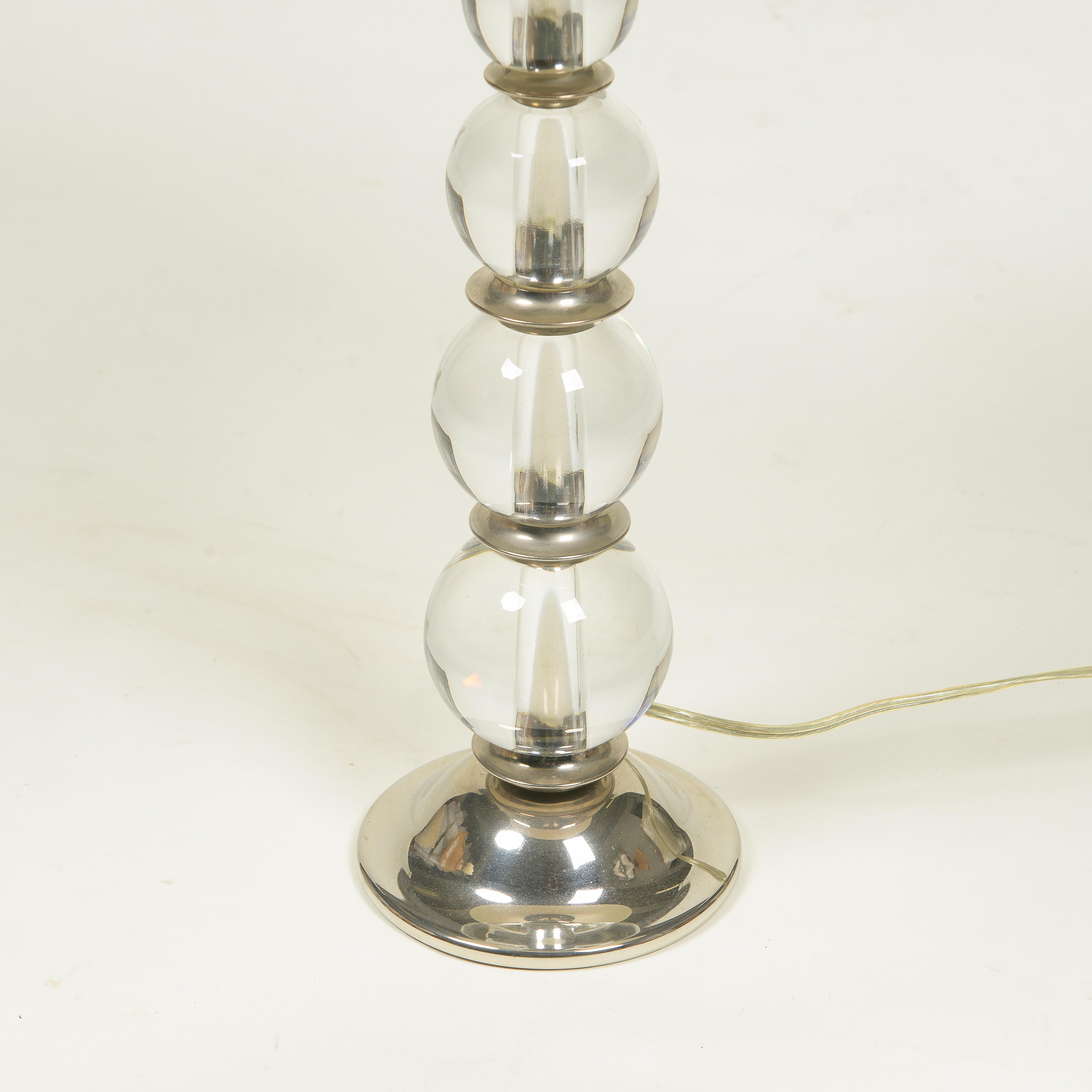 Pair of Glass and Silvered Table Lamps In Excellent Condition For Sale In New York, NY