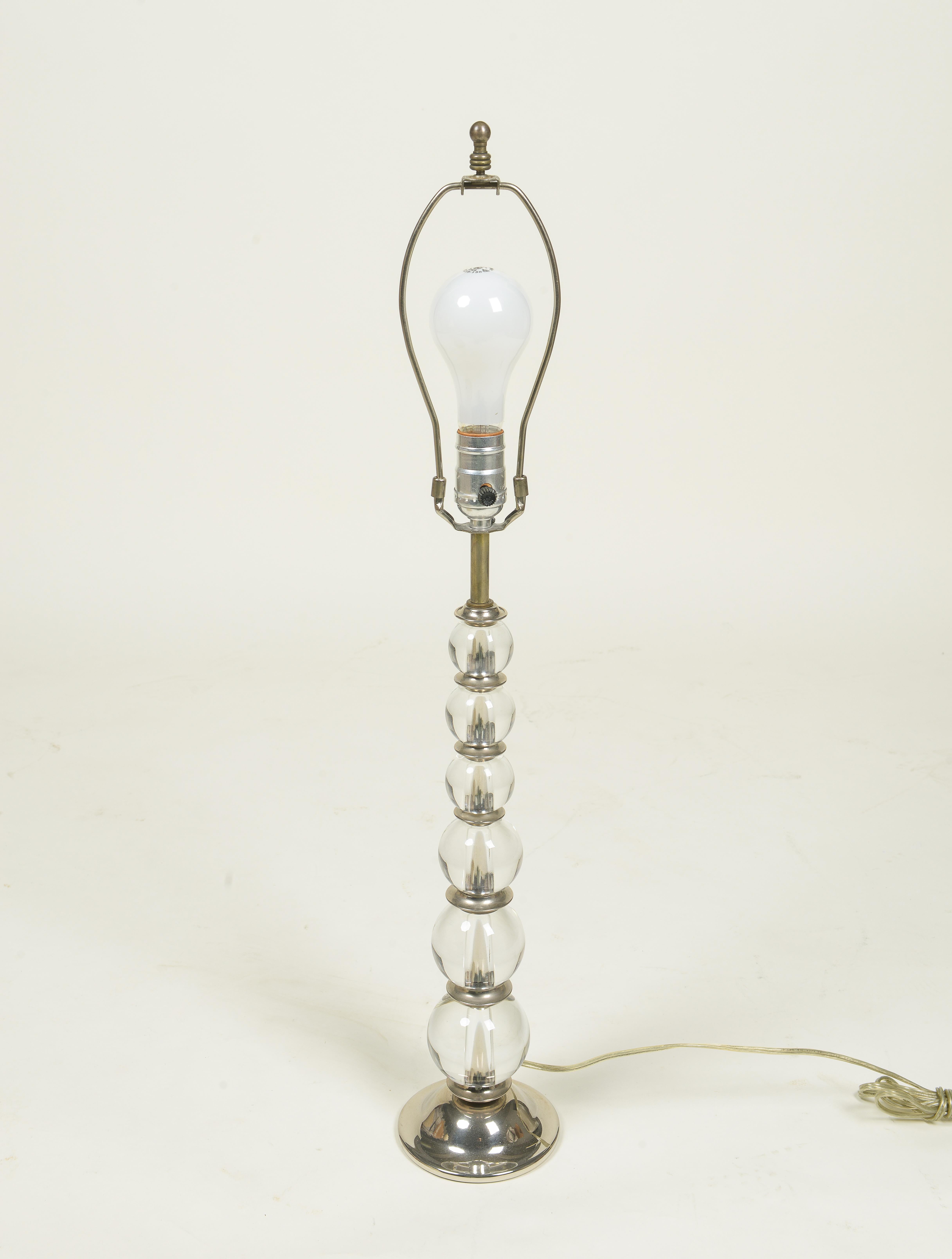 Pair of Glass and Silvered Table Lamps For Sale 1