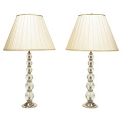 Pair of Glass and Silvered Table Lamps