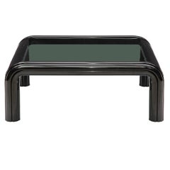 Pair of Glass and Steel Low Tables by Gae Aulenti