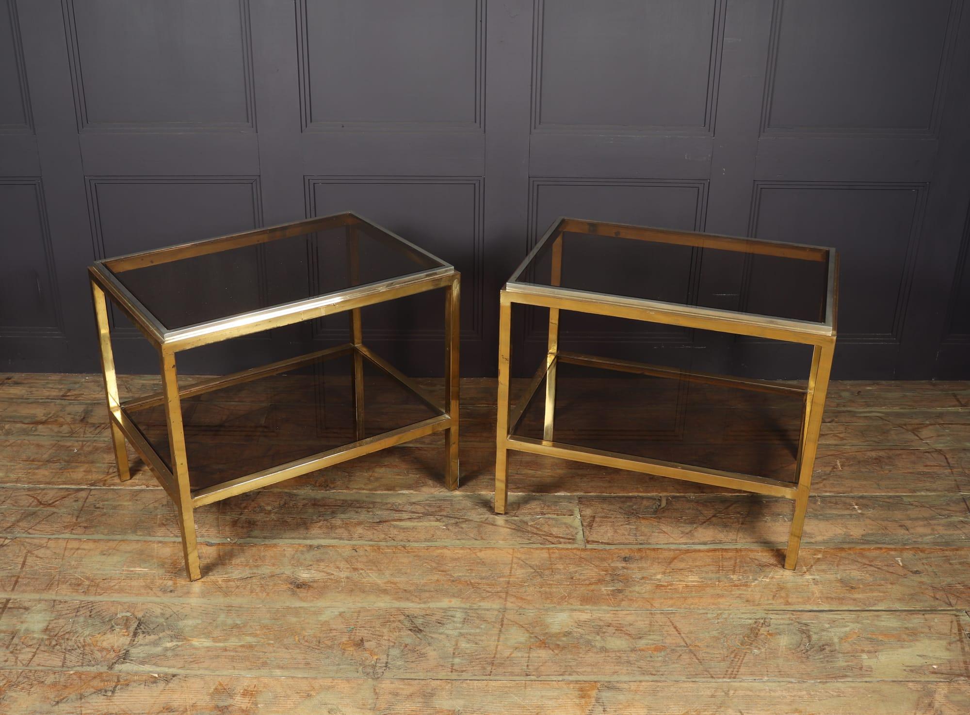 Italian Pair of Glass and Steel Side Tables in the Manner of Willy Rizzo, c1960