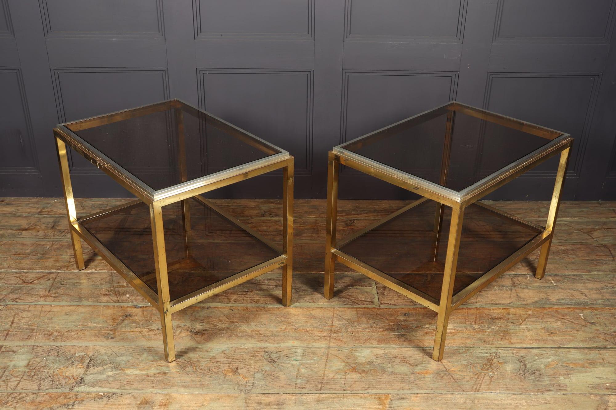 Mid-20th Century Pair of Glass and Steel Side Tables in the Manner of Willy Rizzo, c1960