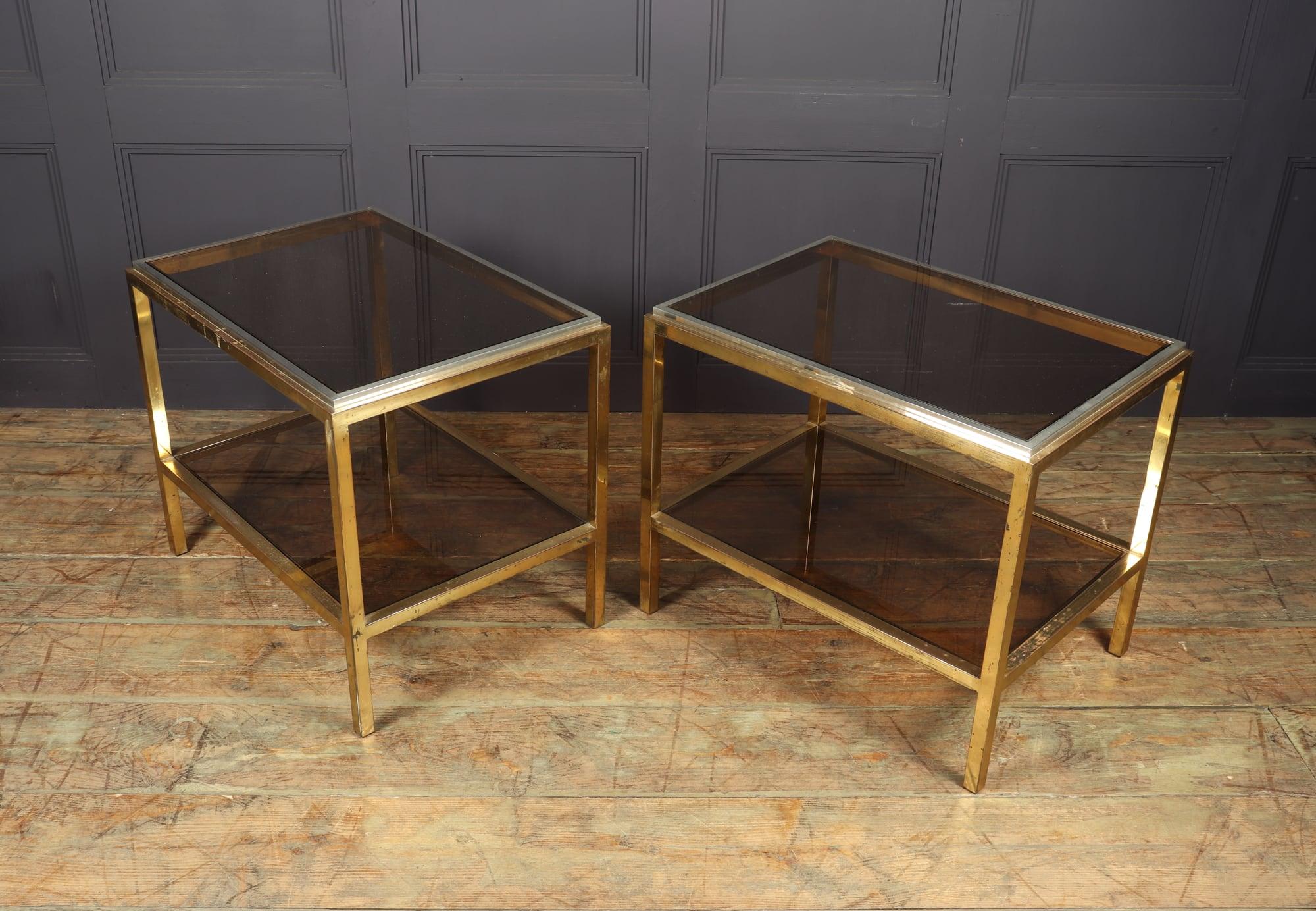 Pair of Glass and Steel Side Tables in the Manner of Willy Rizzo, c1960 1