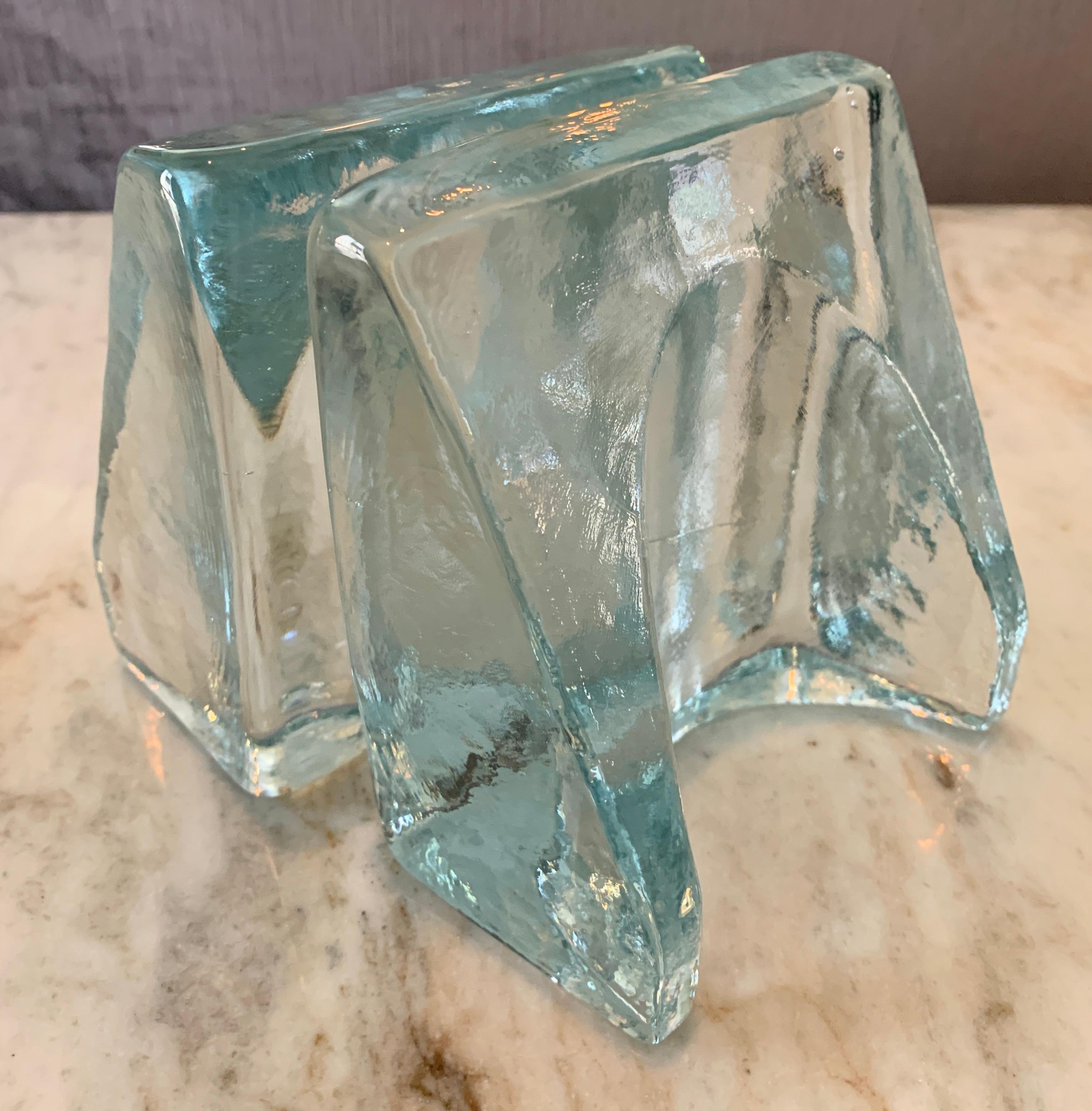 20th Century Pair of Glass Blenko Bookends