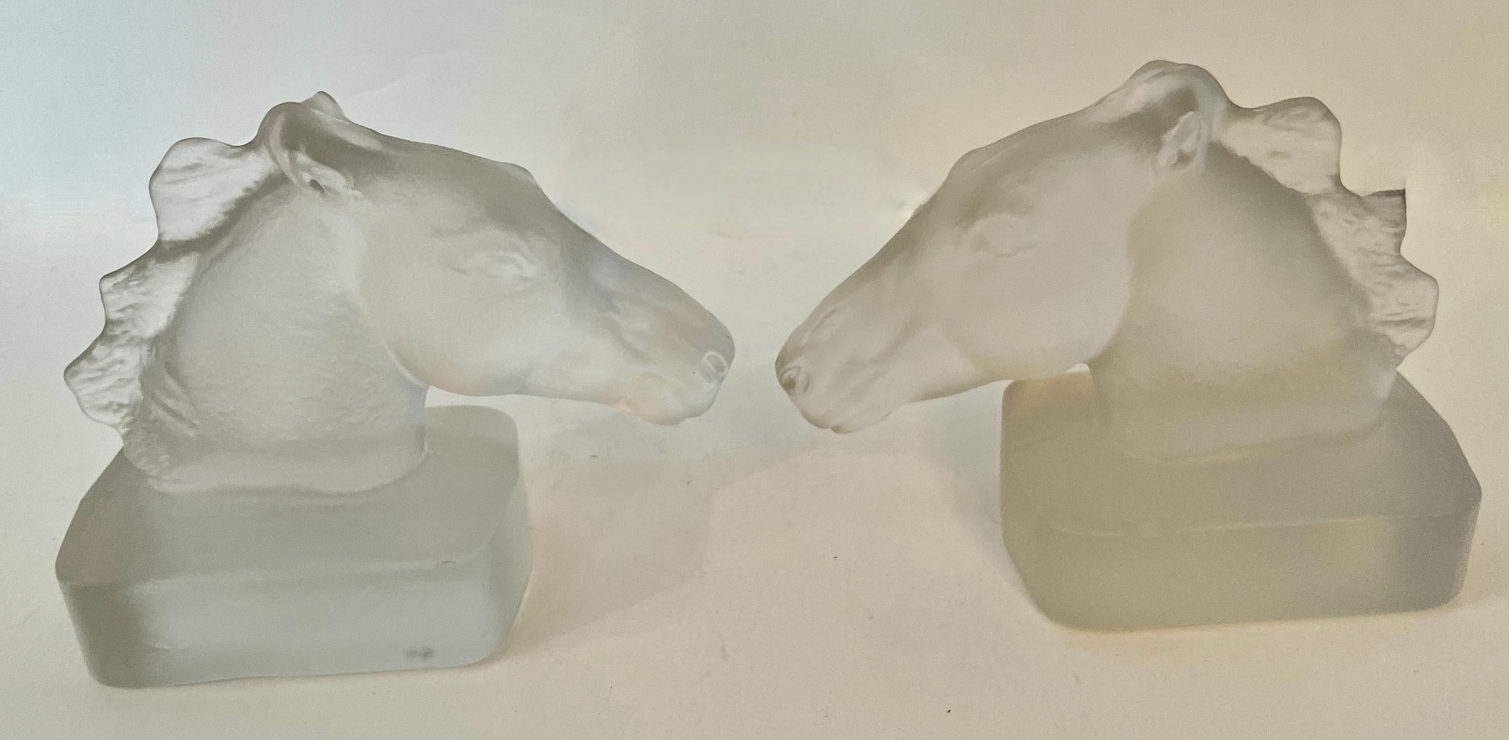20th Century Pair of Glass Bookends in the Style of Lalique For Sale