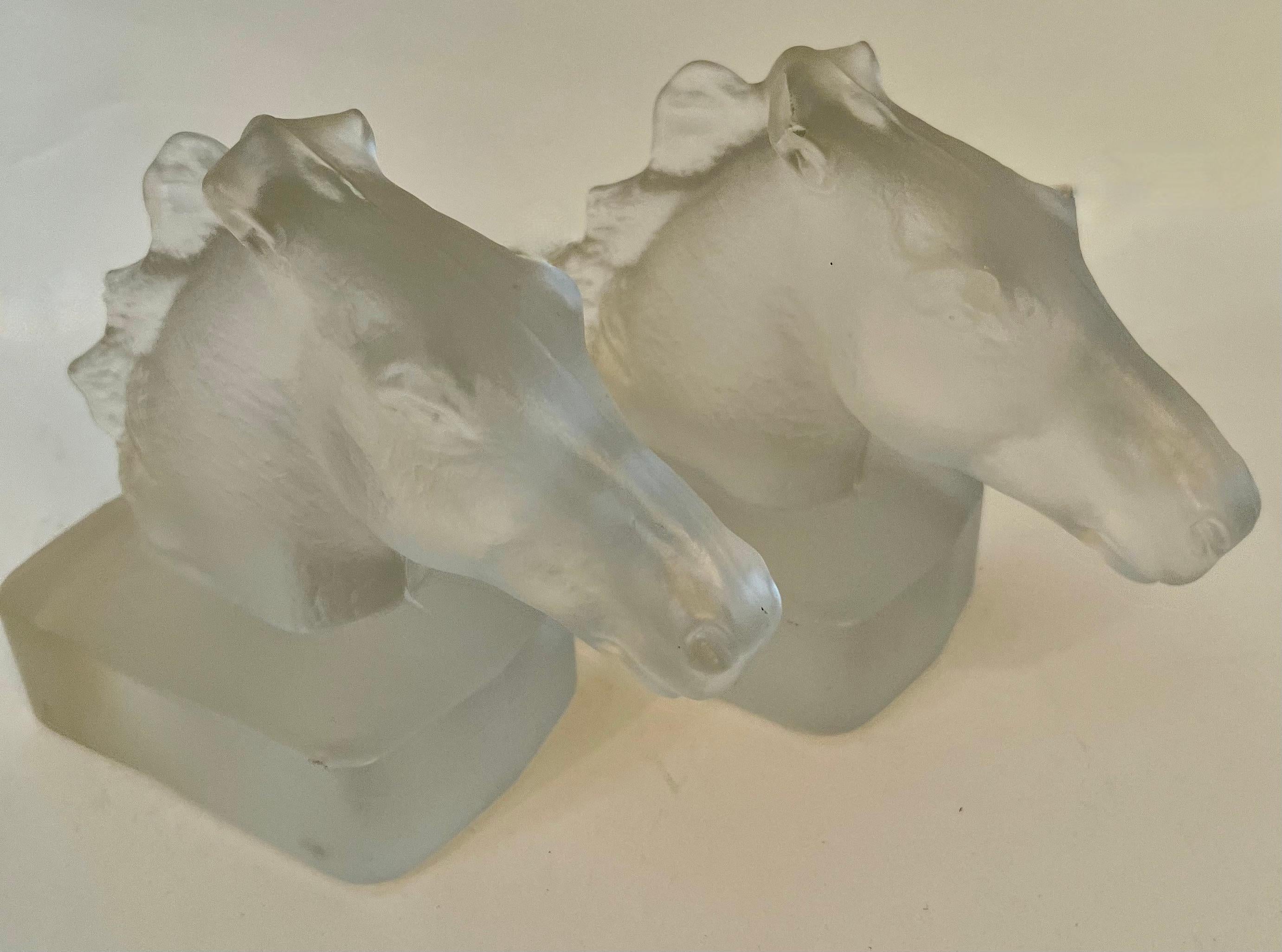 Pair of Glass Bookends in the Style of Lalique For Sale 1