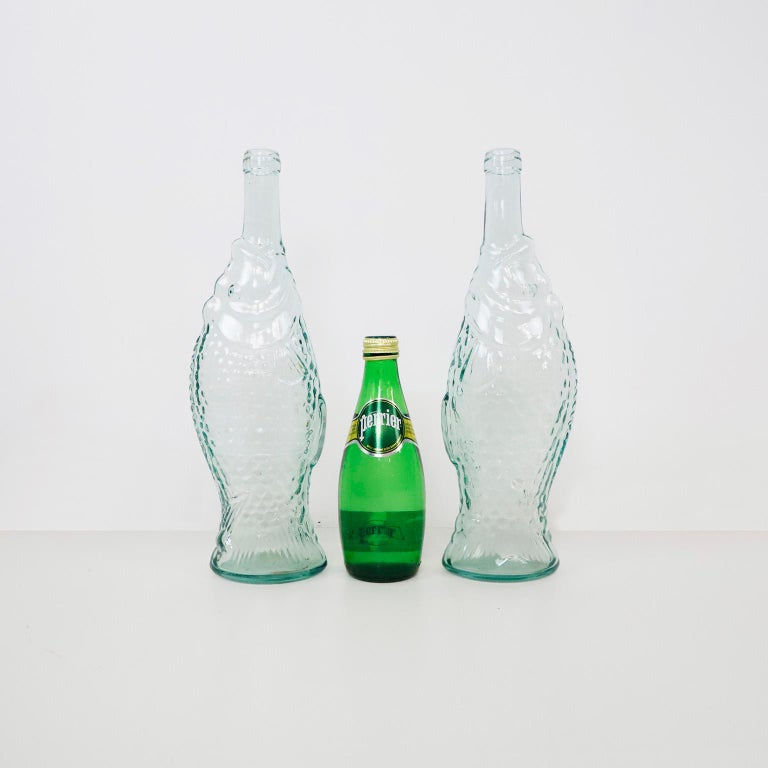 Pair of Glass Bottles in Fish Shape For Sale at 1stDibs | wine bottle shaped  like a fish, glass fish bottle, fish bottles