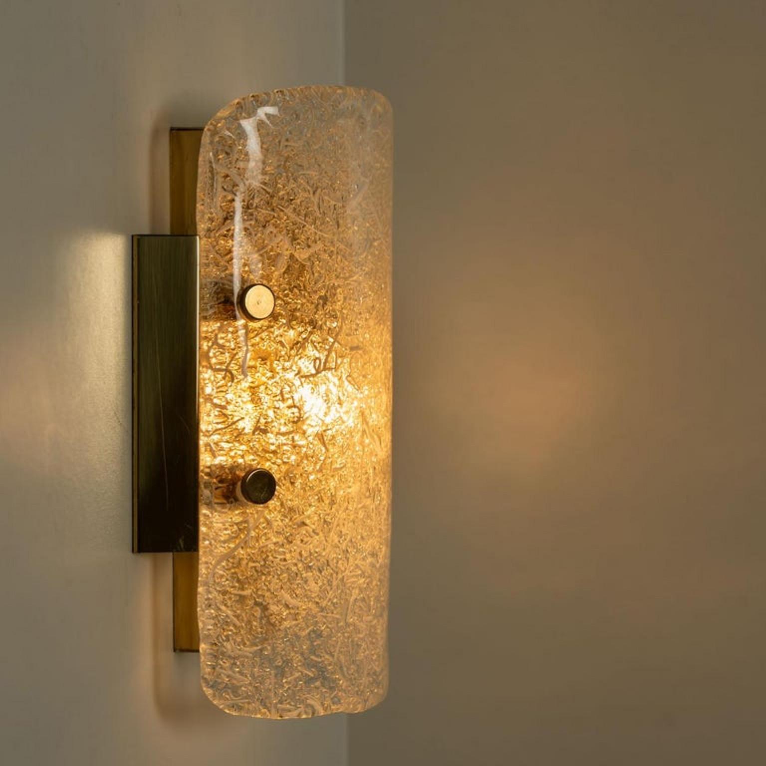 Other Pair of Glass Brass Wall Sconces by Hillebrand, Austria, 1960 For Sale