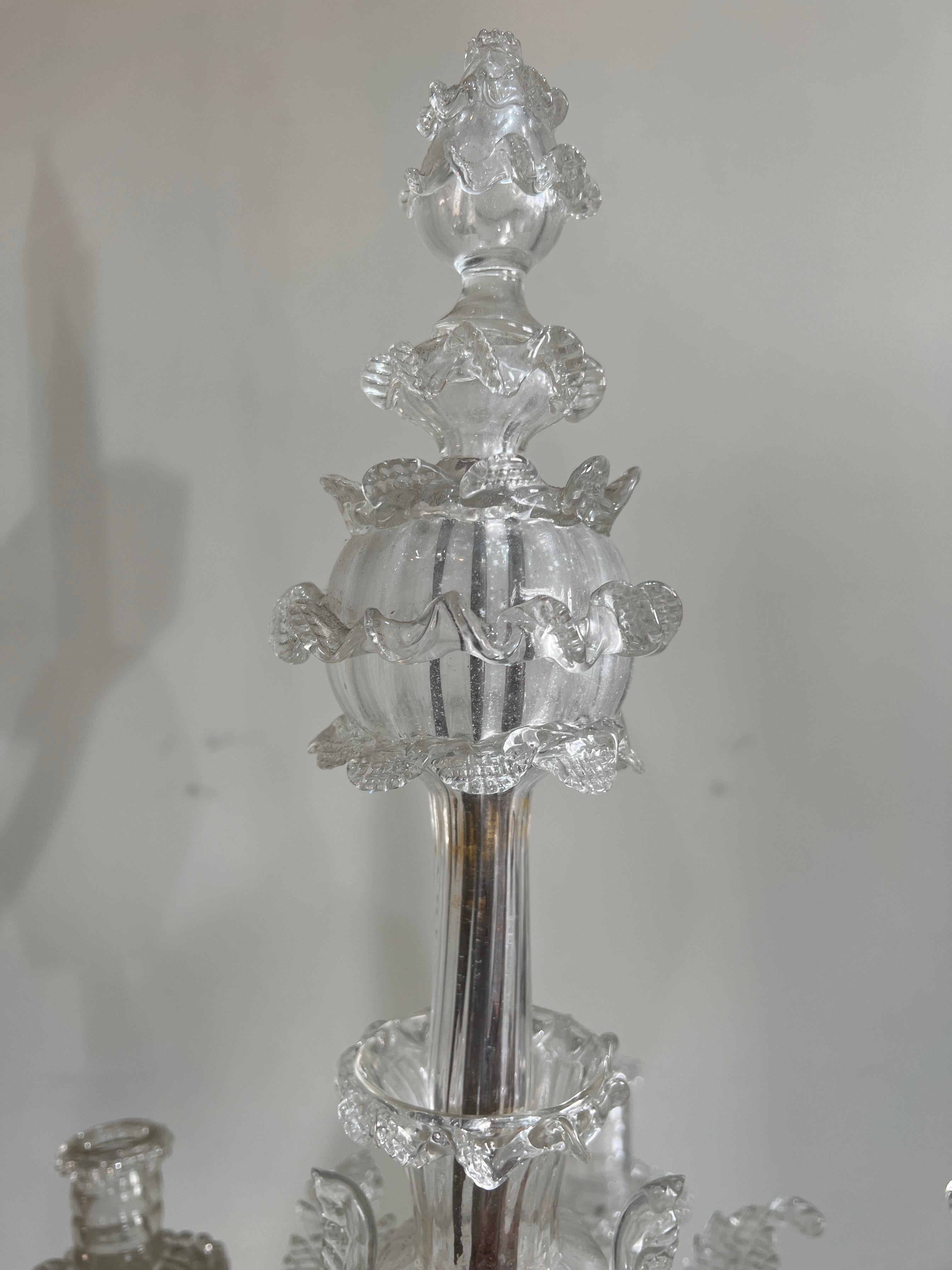 Pair of clear glass candelabras made in murano circa 1900.
2