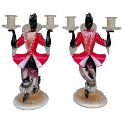 Pair of Glass Candleholders, circa 1950