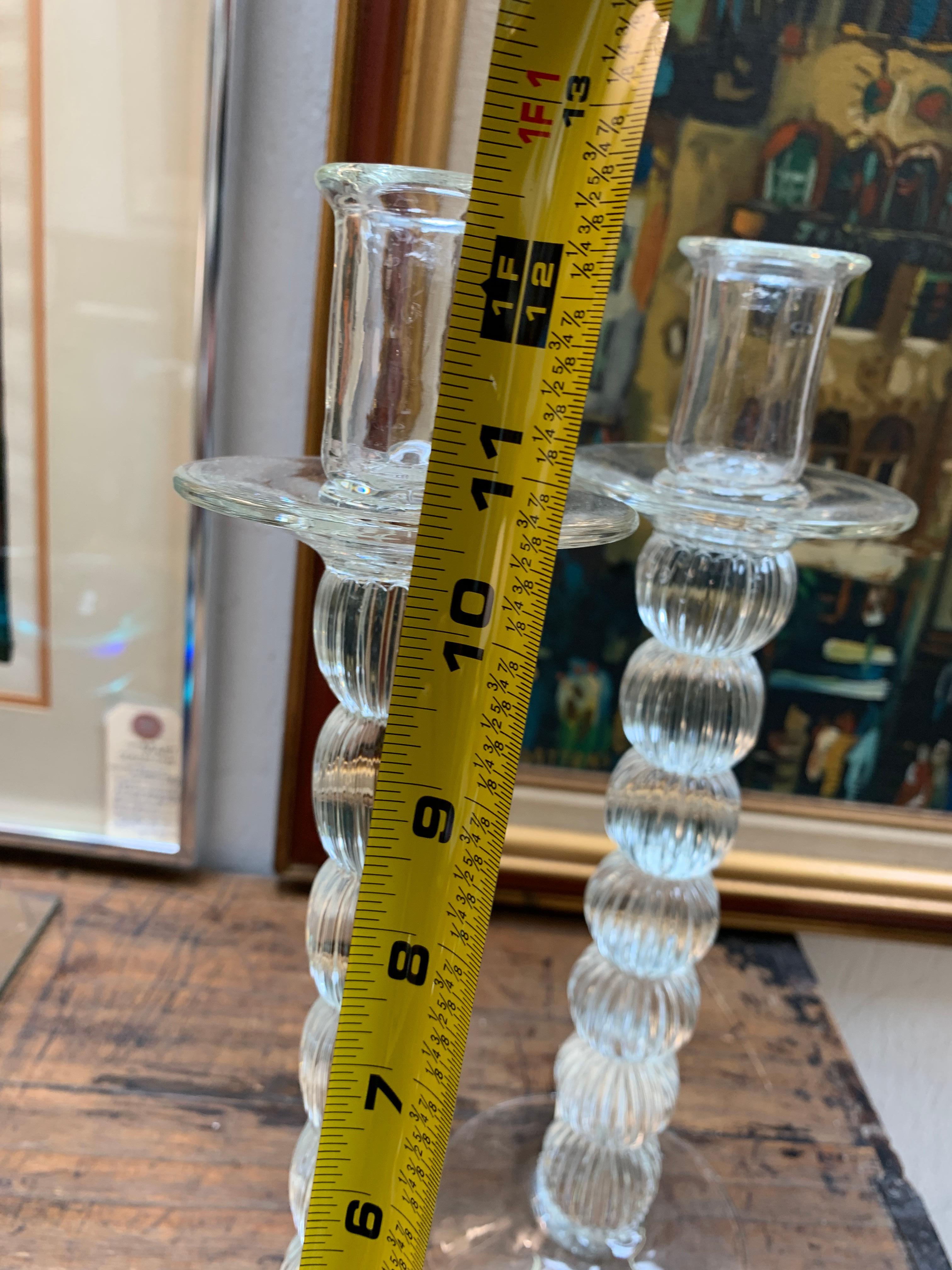 Modern Pair of Glass Candle Sticks