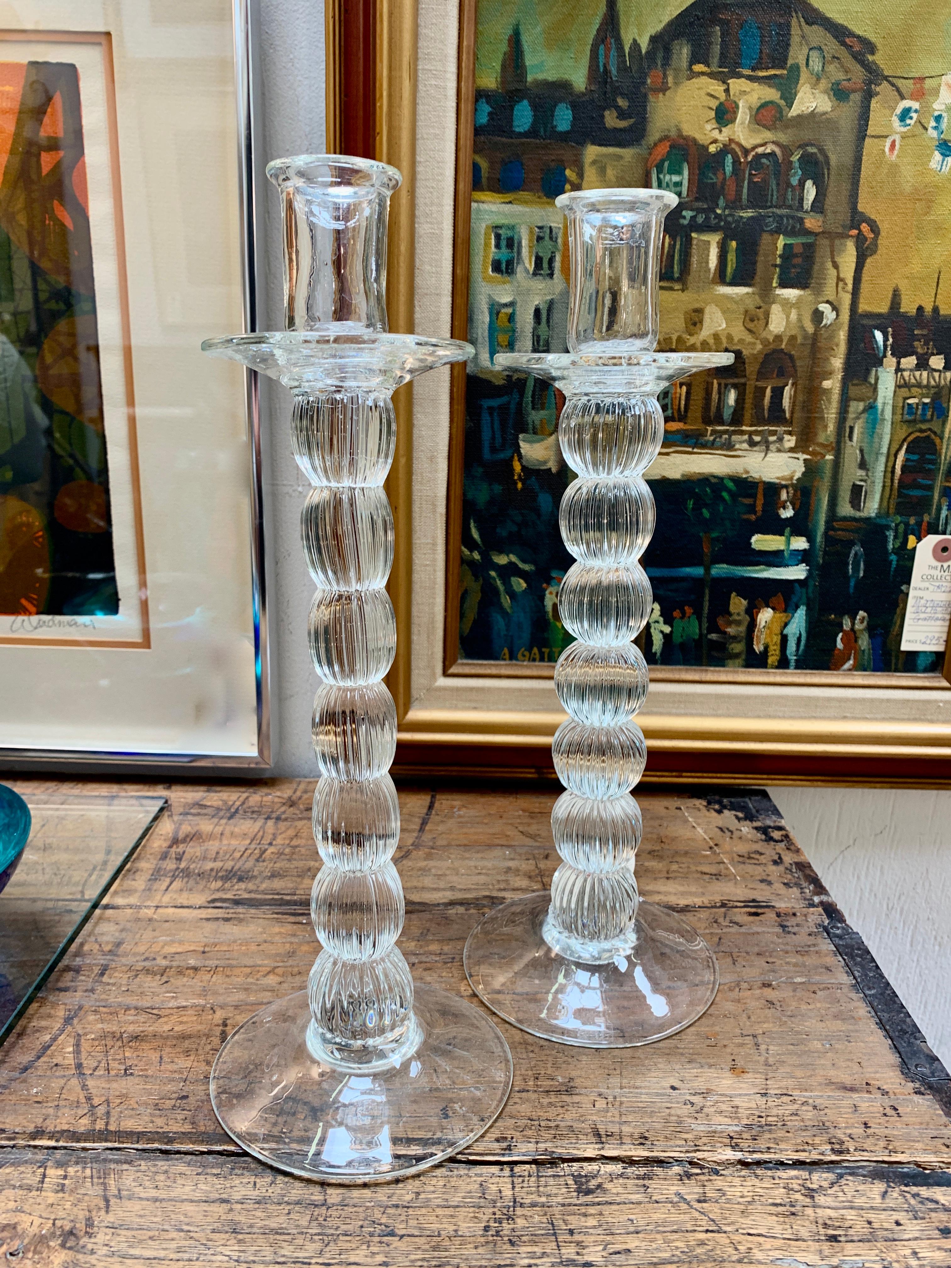 Pair of Glass Candle Sticks 1