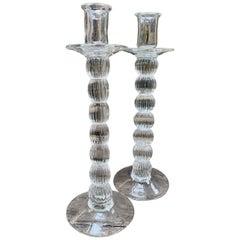 Pair of Glass Candle Sticks