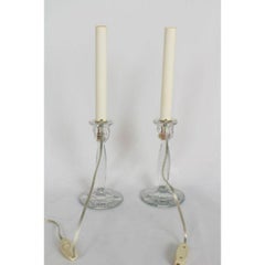 Pair of Glass Candlestick Table Lamps