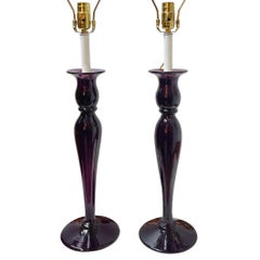 Pair of Glass Candlestick Table Lamps