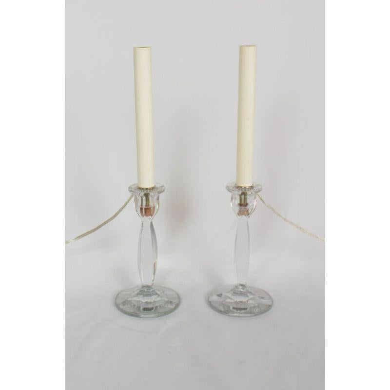 20th Century Pair of Glass Candlestick Table Lamps For Sale